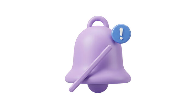 3D Notification Mute Bell Icon with Exclamation Mark