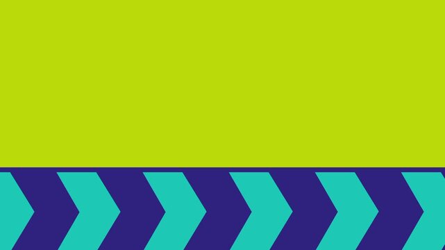 A lime green video banner template featuring a neat row of teal arrow chevrons pointing right ideal for progress bar or forward motion video edits