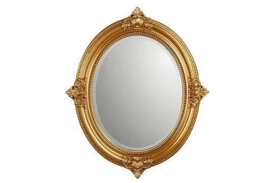 Light oval mirror with ornate gold frame
