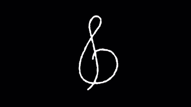 Hand drawn treble clef music note symbol animation.