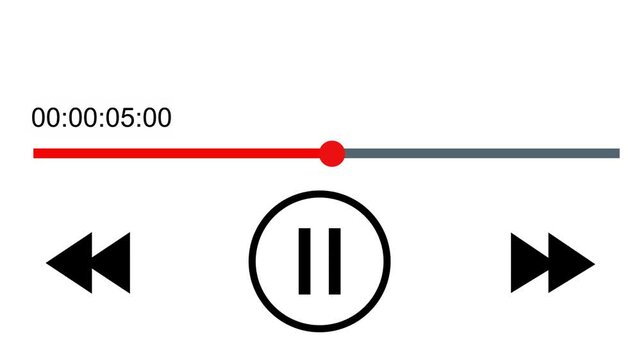 A media player interface with a white progress Animated 4K music audio player overlay, Flat icon of player progress loading bar with time slider