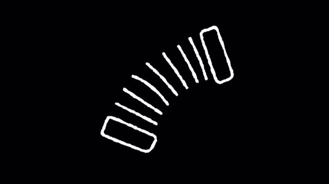 Minimalist white line animation of a flexible accordion musical instrument.
