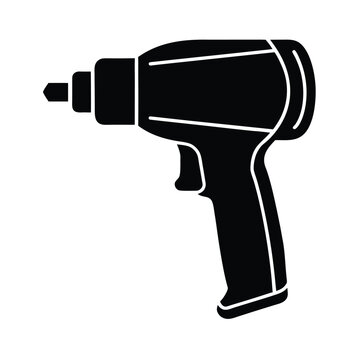 Black silhouette of a power drill or impact driver tool
