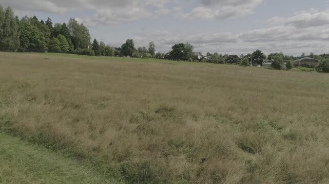 Low level forward flight across open meadow, D-Log