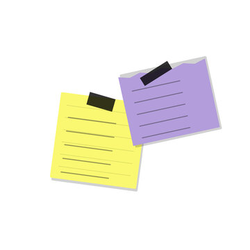 Two sticky notes with black tabs overlapping