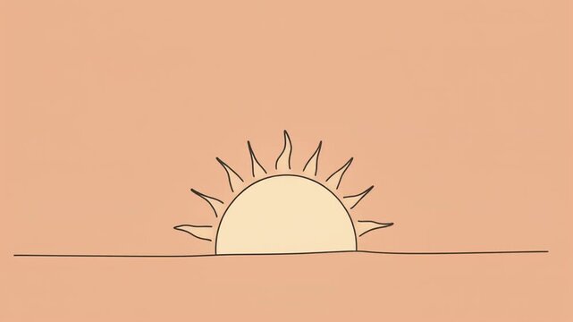 Sunrise Line Art Icon Peach Background
