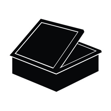 Isometric icon of an open box with a lid, simple flat vector illustration of a container or storage chest