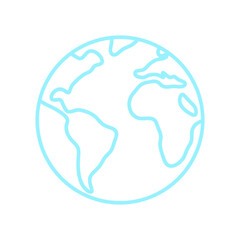 Earth Globe Icon Light Blue World Map Global Planet Outline © Farjana