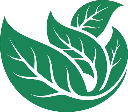 Green leaves icon representing nature ecology and organic growth in a simple flat vector design for environmental projects and sustainable living concepts