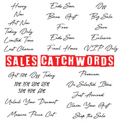 Naklejka premium 31 Sales Catchwords vector set, Sales Banner words, Marketing Catchwords vector sign