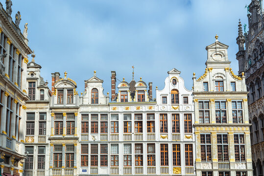 Baroque Guild houses facades on the Grand-Place (Grote Markt) of Brussels, Belgium