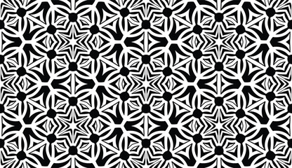 Fototapeta premium Star Wheel Circle Seamless Pattern, Interlocking Blossom Grid Vector