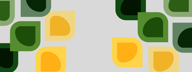 Fototapeta premium Rounded squares, yellow, green hues repeat across white background. Simple geometric pattern creates modern aesthetic.