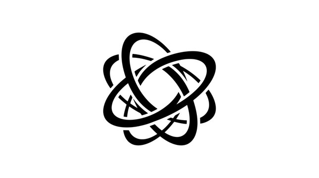 Abstract black atom orbital science symbol icon.
