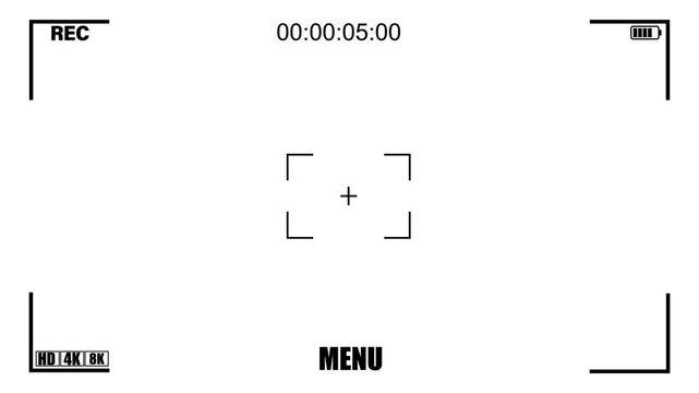 viewfinder Camera recording screen template for overlay. Camera interface UI digital overlays with information indicators.