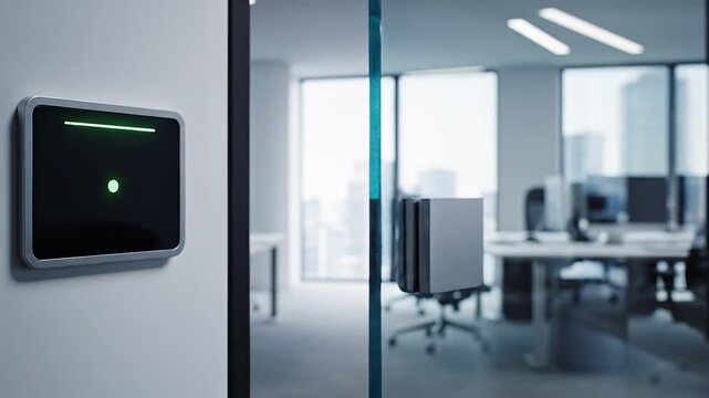 Access Card Entry System in Modern Corporate Office Building.