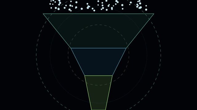 Data pipeline and conversion funnel HUD animation