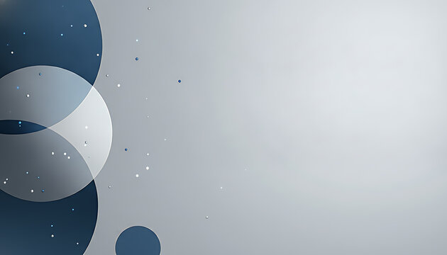 Abstract background with overlapping circles and floating particles