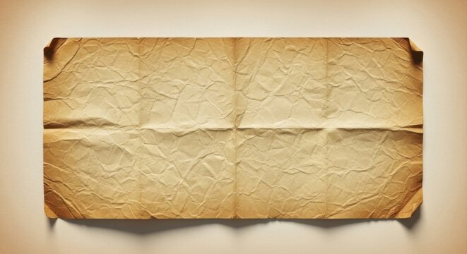 Rectangular sheet of aged parchment paper with visible creases and folds, featuring a light brown texture and curled edges on a plain background, for historical document templates