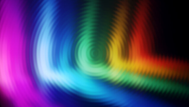 Circular rainbow ripple abstract background with neon spectrum gradient wave effect