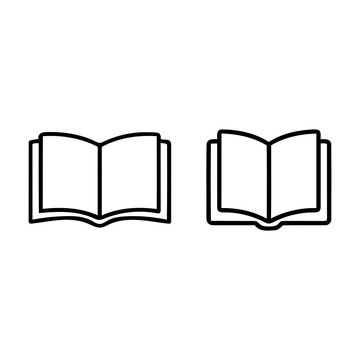 Linear Open Textbook Outline Vector Symbols for World Literacy Day, School Education, and E-Reading Applications