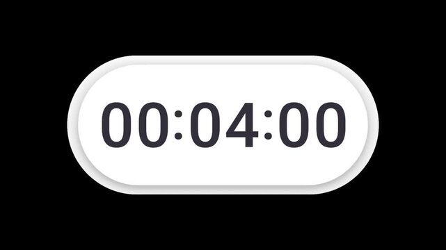 Animated 30 Second Stopwatch Digital Timer Widget with In Out Animation Alpha Channel