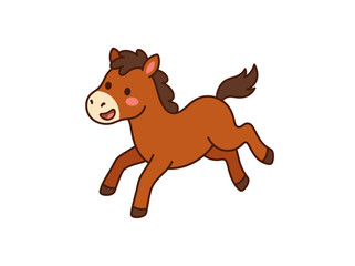 Obraz premium Cartoon horse illustration with brown coat and white background