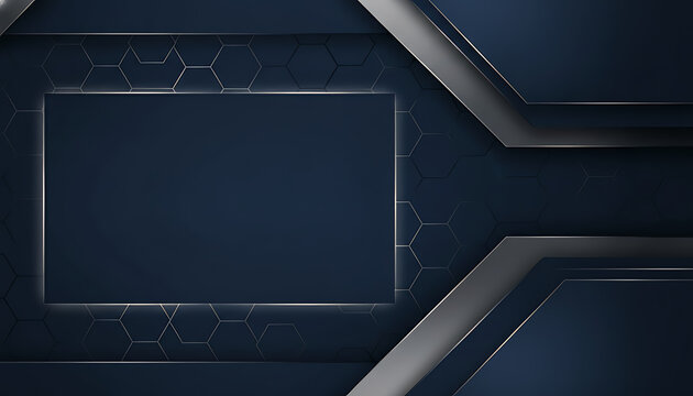 Abstract dark blue tech background with hexagon pattern