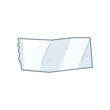 Transparent adhesive tape piece featuring a distinctive torn edge and subtle light reflections, suitable for various graphic design elements and overlay applications