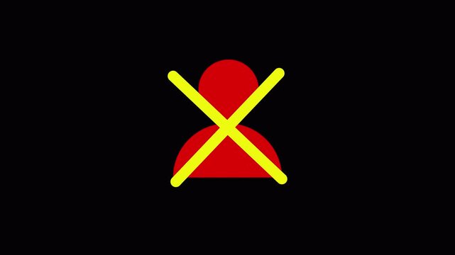  User profile blocked animation. Access Denied User Profile motion graphics. Security and Login Errors prohibition sign 4k video with alpha channel.