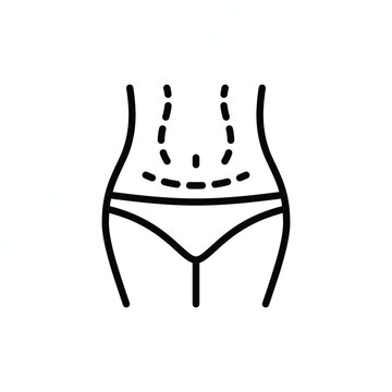 Liposuction thin line icon: abdominal plastic surgery. Vector illustration.