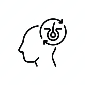 Hair transplantation thin line icon. Medical procedure of extraction follicles. Vector illustration.