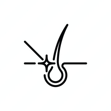 Laser hair removal thin line icon. Follicle destruction by laser. Cosmetology procedure of epilation. Vector illustration.