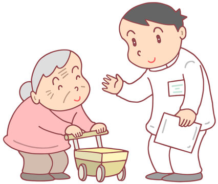 介護のイラスト - 介護士・介護福祉士・要介護者