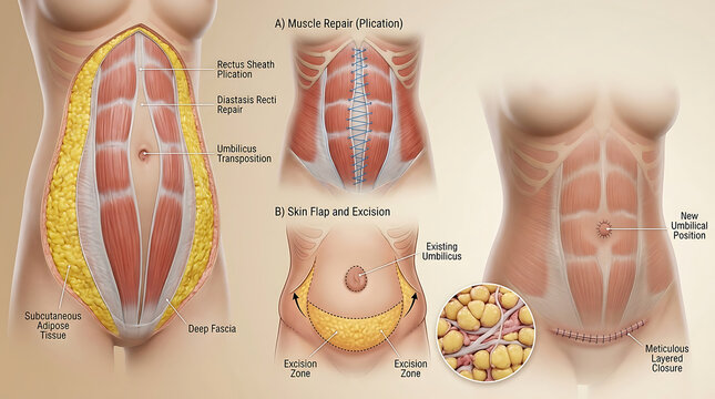 Transparent Abdominoplasty with Diastasis Recti Repair and Umbilicus Transposition