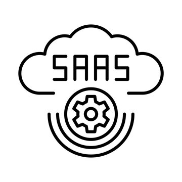 SaaS cloud computing service outline icon