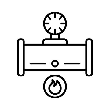 Industrial pipe sensor and pressure gauge outline icon