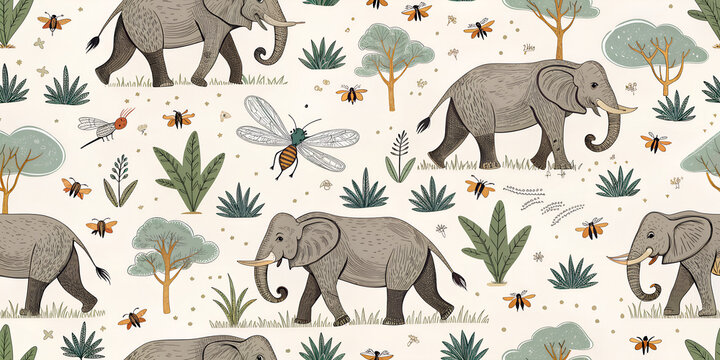 seamless pattern with elephants