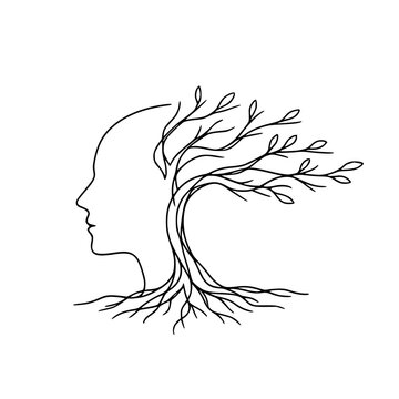 Human Tree Roots Continuous Line Art Vector

