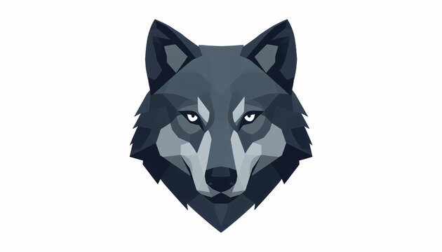 Clean Angular Geometric Wolf Head Icon Isolated on White Background