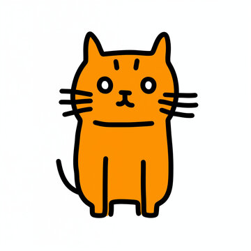 Cute orange cat cartoon illustration on white background for kids design and web graphics