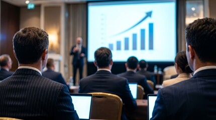 Fototapeta premium Investment team presenting a risk mitigation framework during a frontier market infrastructure bond roadshow.