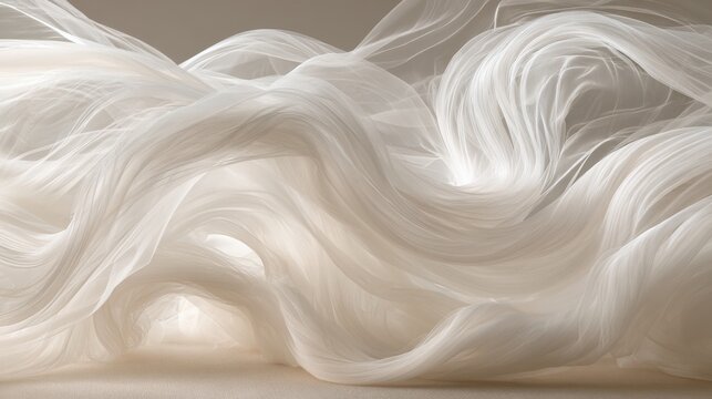 Flowing white translucent fabric abstract background