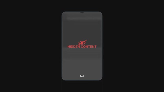 Smartphone screen with hidden content warning and eye icon