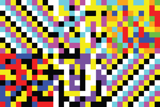 Vibrant Colorful Pixel Art Pattern Set of 8 Abstract Geometric Pixelated Vector Backgrounds