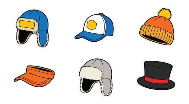 Isometric colorful hats icon set, fashion headwear, trendy designs, bold accessories, detailed illustration elements