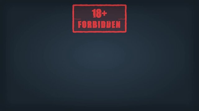 Adult content warning stamp animation 18 plus forbidden label