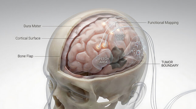 Transparent Awake Craniotomy with Cortical Brain Mapping and Tumor Resection
