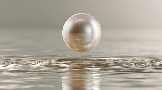 Pearl floats suspended in water with gentle ripples