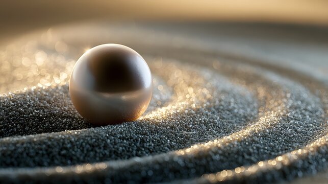 Single pearl rests on dark sand